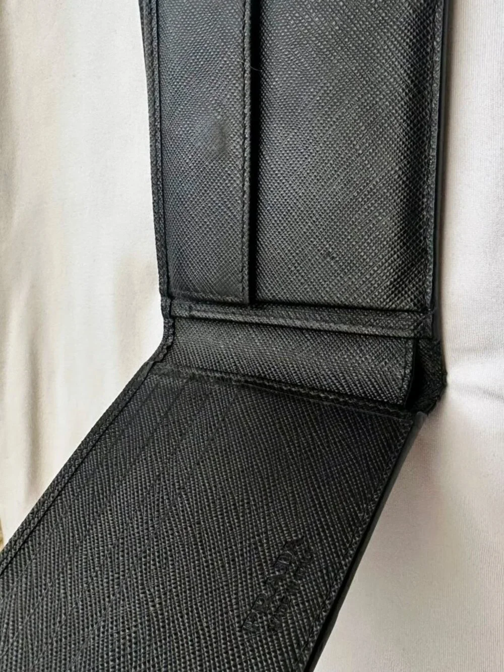 PRADA Black Saffiano Leather Bi-Fold Wallet - Milano Logo